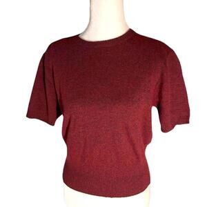 Vintage Jones NY Red Lambs Wool Angora Retro Style ribbed Sweater fall Sz M